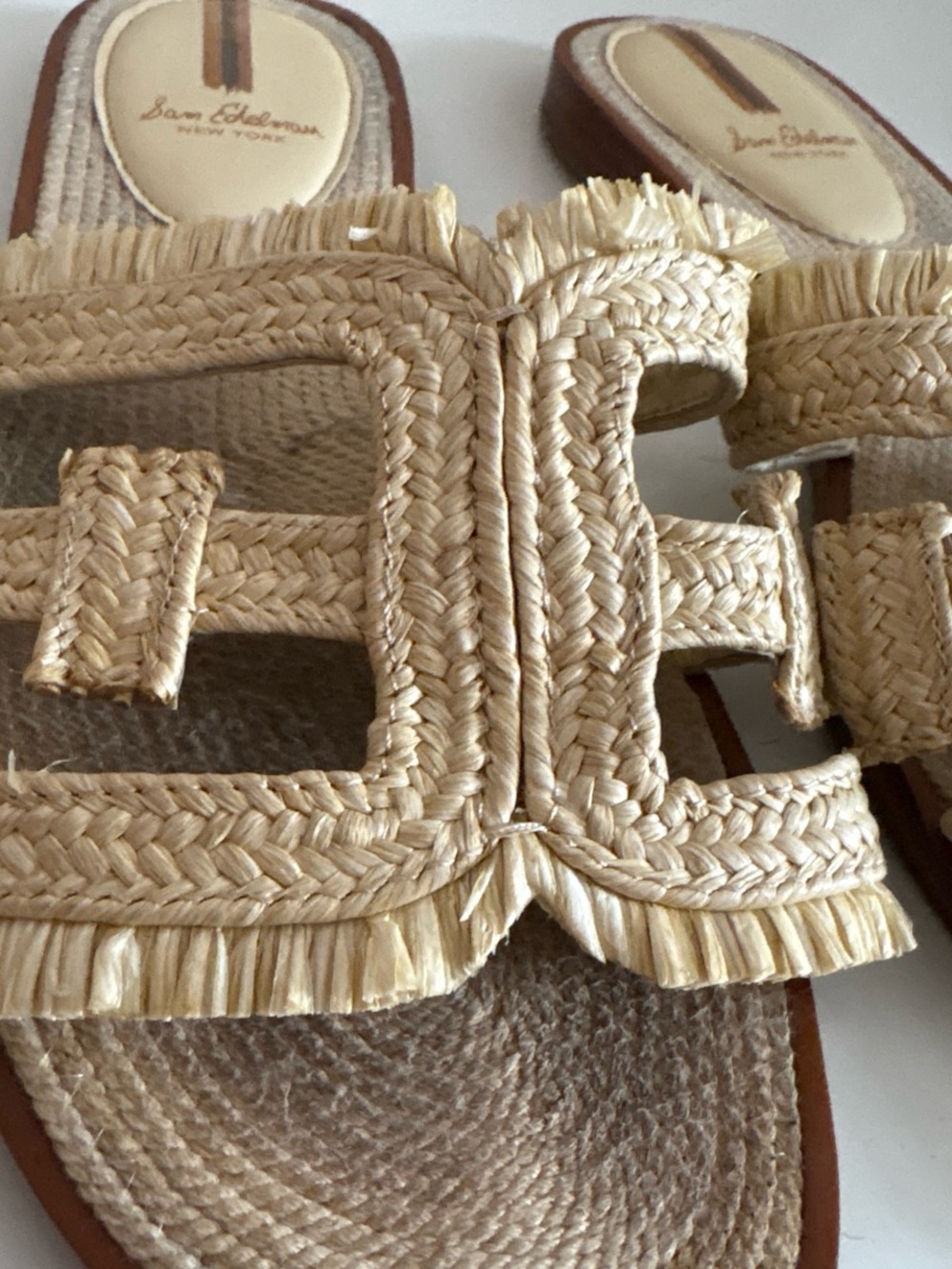 Sam Edelman Women's Raffia Slide Sandals in Natural 8.5 - Picture 2 of 8